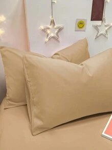 1pc Simples Minimalista Escovado Khaki Fronha, Com Fecho de Bolso Capa de Almofada Macia, Roupa de Cama de Quarto - Caqui - Ver 4