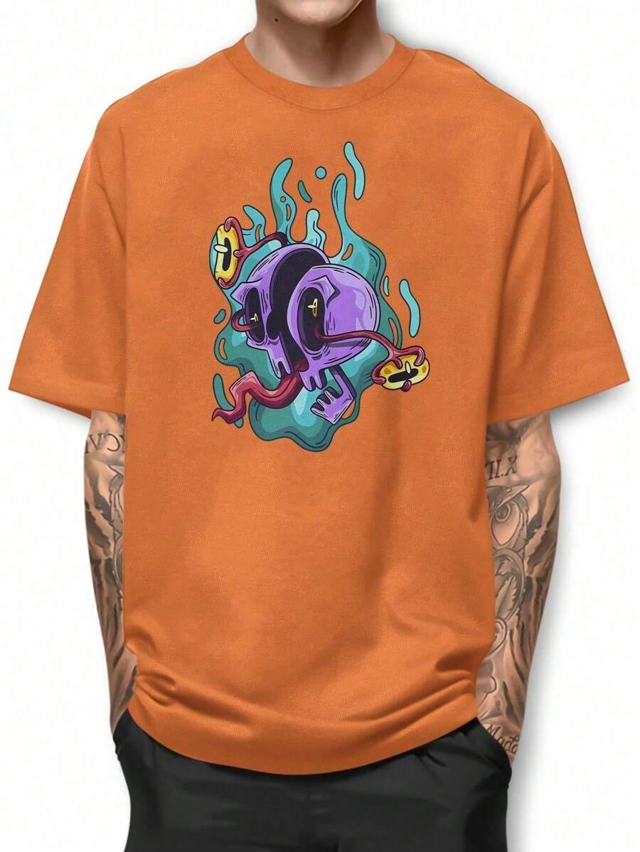 Camiseta CAVEIRA FANTASMA Camisa De Algodao Gola Redonda BPJ2