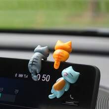 16 piezas Figuras decorativas 3D con forma de gato de dibujos animados, adornos creativos para el interior del automóvil, accesorios para el tablero, regalos de pareja, con pegatinas adhesivas
