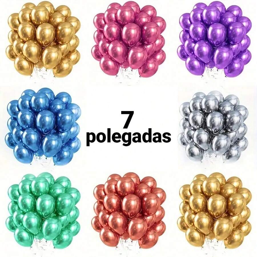 Metallic Balloon Balloon 7 Inches Various Colors Premium Resistant Balloon 50 Units - 深藍色 - 查看 1