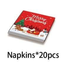 117 Peças/Conjunto Suprimentos Descartáveis para Festa com Tema de Natal, Inclui Copos de Papel, Pratos, Guardanapos - Multicolorido - Visão 8