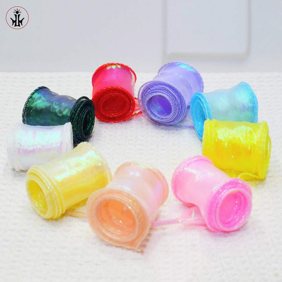 1pair Gradient Color Fish Tail Lace Ribbon Bowknot Wave Laces For