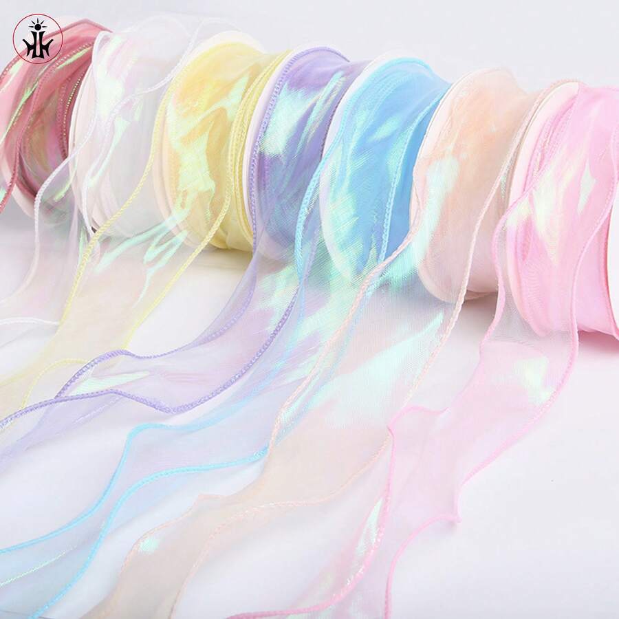 1pair Gradient Color Fish Tail Lace Ribbon Bowknot Wave Laces For