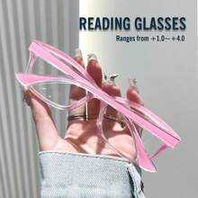 New Fashionable Super-Lightweight Crystal Texture Cat Eye Frame Readers, Suitable For Daily Wear, Sports, Anti-Slip, Computer Blue Light Blocking, Comfortable Reading, Relieve Eye Fatigue. Convenient Foldable Design Fits Various Face Shapes, Available In 7 Degrees, Purple And Pink Colors, Great Gift Idea For Holidays