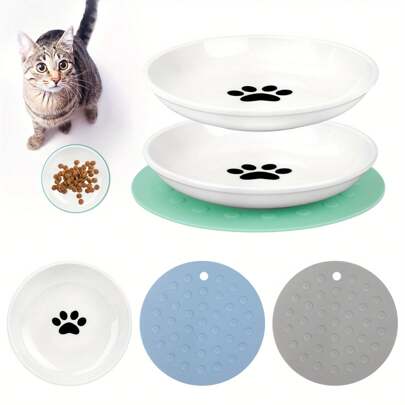 3 Pieces Ceramic Cat Lover And Cat Mom Love Food Bowls Cat Lover And Cat Mom Love Food Bowls, Cat Lover And Cat Mom Love Food Bowls For Small Cat/Dog
