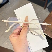 复古圆框无度数眼镜，简约设计适合日常使用透明眼镜配件万圣节 - 玫瑰金 - 查看 2