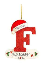 1 pieza Adorno de Navidad de acrílico en forma de letra, Decoración navideña para el árbol de Navidad "Feliz Navidad", Adornos de letra manuscrita del alfabeto de 26 letras para decorar el árbol de Navidad, Regalos de Navidad Feliz Año Nuevo 2025, Navidad - Rojo y blanco - Ver 26