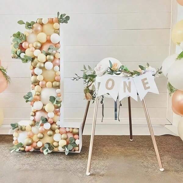 1pc 3D Numeric 0-9 Balloon Decorative Board, Suitable For Party, Anniversary, Wedding, Birthday Party Scene Decor (Balloons And Hot Glue Gun Not Included)