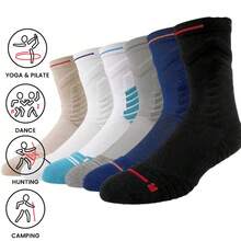 篮球袜 跑步袜 1-3 双 缓冲中筒袜 防水泡 吸湿排汗 运动徒步袜 - 彩色 - 查看 1