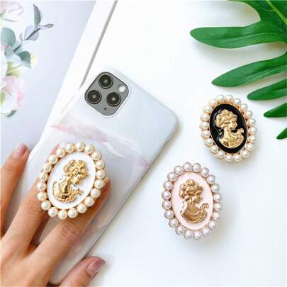 1 ชิ้น ขาตั้งโทรศัพท์แบบกดดึง พับได้ฐานรองรับ ลายเปิร์ล เงา ประดับกาวสำหรับตั้งโต๊ะ ของใช้เพื่อความงาม สร้างสรรค์ สามารถใช้กับโทรศัพท์ไอโฟน แอนดรอยด์ ของขวัญวันเกิด ครอบครัว เพื่อน