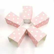 12 pezzi Scatole rosa per popcorn, a pois, a righe, a onde, adatte per popcorn, spuntino, caramelle, biscotti, riunioni familiari, partite di calcio, festival