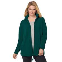 Woman Within Plus Size Zip-Front Microfleece Jacket - EMERALD GREEN - View 1
