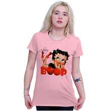 Betty Boop Vintage  Cartoon Cherry Womens T Shirt Ladies Tee - Light Pink - 查看 1