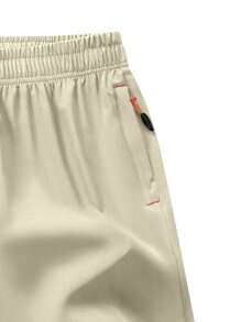 4 件装 男士 松紧腰带拉链口袋 休闲运动短裤 - 卡其色 - 查看 7