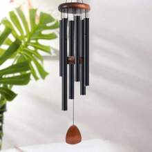 6-Tube Vintage Style Aluminum Alloy Wind Chime, Home Decor Ornament Hanging Accessory, Creative Gift - Black - View 10