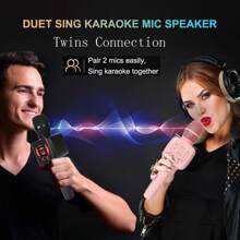 Wireless Karaoke Microphone For Singing, Portable Handheld Mic Speaker Machine - Pink - View 6