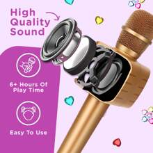 Wireless Karaoke Microphone For Singing, Portable Handheld Mic Speaker Machine - Pink - View 4