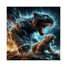 Abstract Art 5D DIY Diamond Painting Cheetah Leopard Tiger Round Cross Stitch Kit Animal Rhinestone Decoration Gift Diamond Embroidery Mosaic - Multicolor - View 8