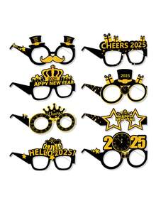 Fengshang Jewlery Co.,Ltd 8pcs/Set 2025 New Year Party Funny Photo Booth Props Paper Glasses Beach Accessories For Women Glasses Shades - Multicolor - View 5