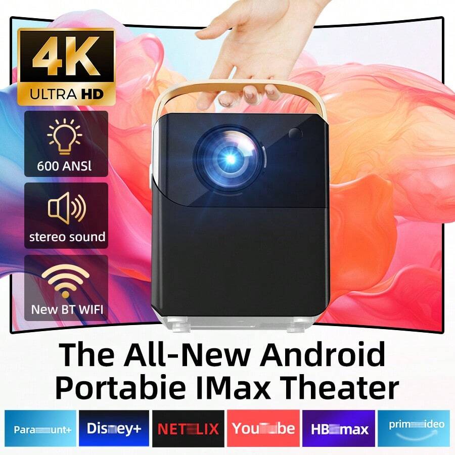 Máy chiếu thông minh Ultra-HD 5G mới 2024, Thích hợp cho gia đình, Phòng ngủ, Chiếu tường độ phân giải cao, Rạp hát tại nhà độ phân giải cao, Máy tính, Phản chiếu màn hình điện thoại di động, Thể dục, Văn phòng, Cắm trại ngoài trời, Phòng, Khóa học trực tuyến, Phòng khách, Ký túc xá , Sinh viên, Máy chiếu mini 4K - Phích cắm loại C của EU (220-240V) - Xem 1