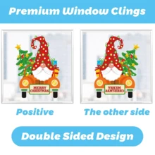 136 Pcs Christmas Rudolph Window Clings Decorations  Shop Window Stickers With Gnome, Snowman, Reindeer, Santa Claus For Winter Christmas Decorations Ornaments Xmas Party Favors - Multicolor - View 5