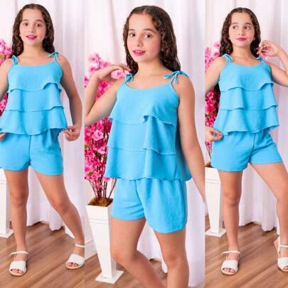 Conjunto Infantil Juvenil Fresquinho Verão Menina Blogueira