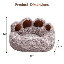 Winter Hot Cute Bear Paw Shaped Dog Bed And Cat Bed, Calm Donut Dog Bed, Warm And Comfortable Soft Dog Round Bed, Plush Dog And Cat Cushion Bed - màu nâu - Xem 5