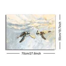 1pc Framed/Unframed Watercolor Sea Turtle Art Poster, Vintage Coastal Wall Art, Canvas Print, Minimalist Bathroom Wall Decor, Ideal Gift For Living Room, Dorm, Apartment, Home Decoration - Multicolor - View 8