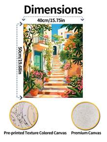 1 件多色无框数字油画套装 40x50cm/16x20 英寸，带颜料和画笔，DIY 简易丙烯颜料艺术套装，家居装饰，适合初学者和成人的理想礼物 - 綠色 - 查看 3