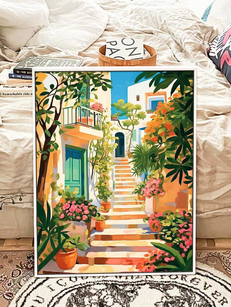 1 件多色无框数字油画套装 40x50cm/16x20 英寸，带颜料和画笔，DIY 简易丙烯颜料艺术套装，家居装饰，适合初学者和成人的理想礼物 - 綠色 - 查看 1