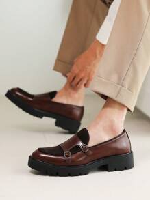 Men's Dress Loafer Shoes Slip On Loafers Men Double Monk Strap Leather Formal Business Casual Comfortable Shoes For Men Runs Large, Please Size Down