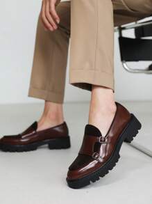 Men's Dress Loafer Shoes Slip On Loafers Men Double Monk Strap Leather Formal Business Casual Comfortable Shoes For Men Runs Large, Please Size Down