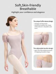 DonsGirl 一件式女式复古公主芭蕾紧身衣 - 泡泡袖宫廷风格 - 舞蹈表演服装