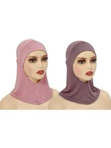 2入組新款圓形開口彈性女式鬼頭帽，圍巾，針織毛帽，頭巾