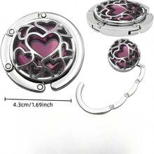1 Pc Multiple Hearts Style Premium Foldable Handbag Bag Purse Hanger Table Hook Holder