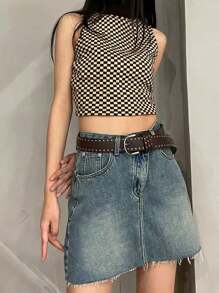 1 pieza Cinturón, Remache femenino, Cinturón ancho de moda, Estilo punk y hebilla de aguja versátil casual para verano, escuela, otoño, Halloween