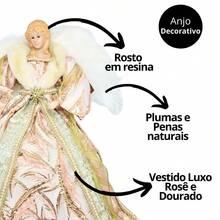 Kit 3 Decorative Angels Christmas Pendant Luxury Rose And Gold 17cm - Noel Decor - Màu hồng gỉ - Xem 9