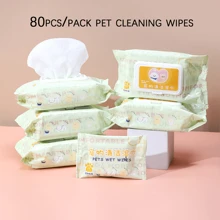 3packs 80pcs/Pack Pure Water No Pet Cleaning Wipes Dry Cleaning For Cats And Dogs Remove Stains From Tears Wet Wipes Wipe Feet Butt Ears Chin Free Wash