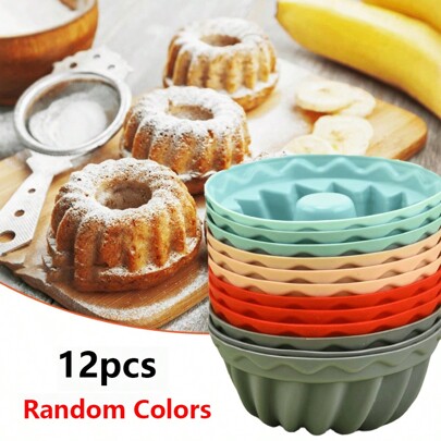 1/12 Stück, Silikon Heritage Bundtlette Kuchenform - Mini Pfannen für gerillte Röhrenkuchen - Backwerkzeuge und Küchenutensilien (zufällige Farben)
