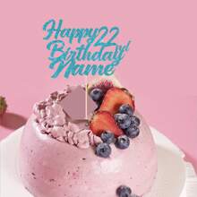 1 szt. Personalizowana dekoracja tortu urodzinowego z imieniem i wiekiem, w zestawie dwustronna karta z brokatem w różnych kolorach - Wielokolorowe - Zobacz 5