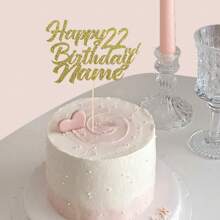 1 szt. Personalizowana dekoracja tortu urodzinowego z imieniem i wiekiem, w zestawie dwustronna karta z brokatem w różnych kolorach - Wielokolorowe - Zobacz 6