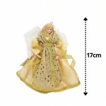 Kit 3 Decorative Angels Christmas Pendant Luxury Sequins Gold 17cm - Noel Decor - 金色 - 查看 6
