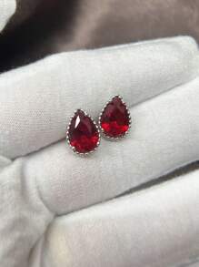 1 đôi bông tai hình giọt nước nhỏ thời trang và đơn giản với đầy đủ kim cương giả, thích hợp để đi lại và đeo hàng ngày, quà tặng trang sức sang trọng và thanh lịch cho các cô gái, bán buôn - Hoa tai - Xem 14