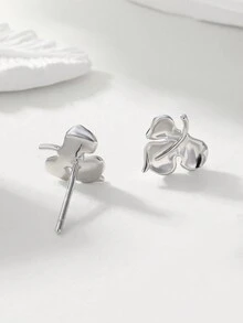 Hoa tai thiết kế hình lá thanh lịch bằng bạc Sterling 925, phù hợp cho thanh thiếu niên, đeo hàng ngày, đi nghỉ, lễ hội - Một cỡ - Xem 6