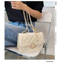 Rhombus Chain Bag, Women's Messenger Bag, Versatile Niche High-End Shoulder Small Square Bag - 黃色 - 查看 9