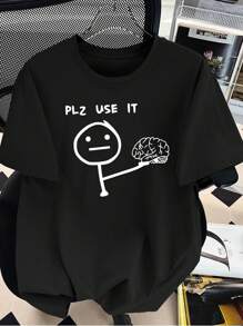 100% Cotton 30.1 Basic T-Shirt Fun Print New Arrival Blouse Shipping Today - 黑色 - 查看 2
