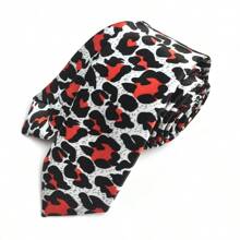 1 件男士豹纹手工领带适合日常聚会、学校男士领带
