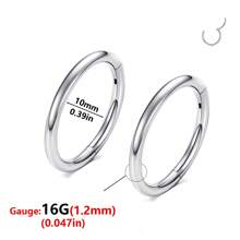ADYJELY 2PCS Nose Ring Hoop 316L Surgical Steel Hypoallergenic Hinged Ring Cartilage Earring 16G 18G 20G Lip Ring,Clicker Ring Cartilage Hoop Rook Earring Tragus Septum Piercing Conch Daith Helix Earring Cartilage Hoop Earlobe Earring ,Belly Ring Nipple Ring Diameter 6mm 8mm 10mm 12mm Women's And Men's Body Pierecing Jewelry