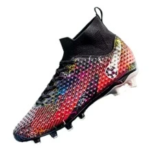 Un Par De Nuevos Zapatos De Fútbol Con Tacos Ag Para Hombres, Para Y Entrenamiento, Antideslizante, Tobillo Alto, Transpirable, Zapatos De Fútbol Para Pareja Para Actividades Al Aire Libre, Ligeros, Superficie Clásica Negra