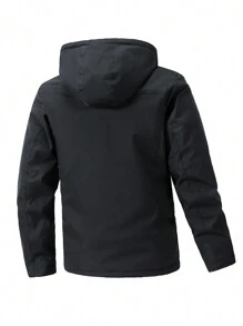 معطف رجالي ذو قبعة، معطف خارجي جديد لعام 2024 سميك وشتوي دافئ ومقاوم للرياح